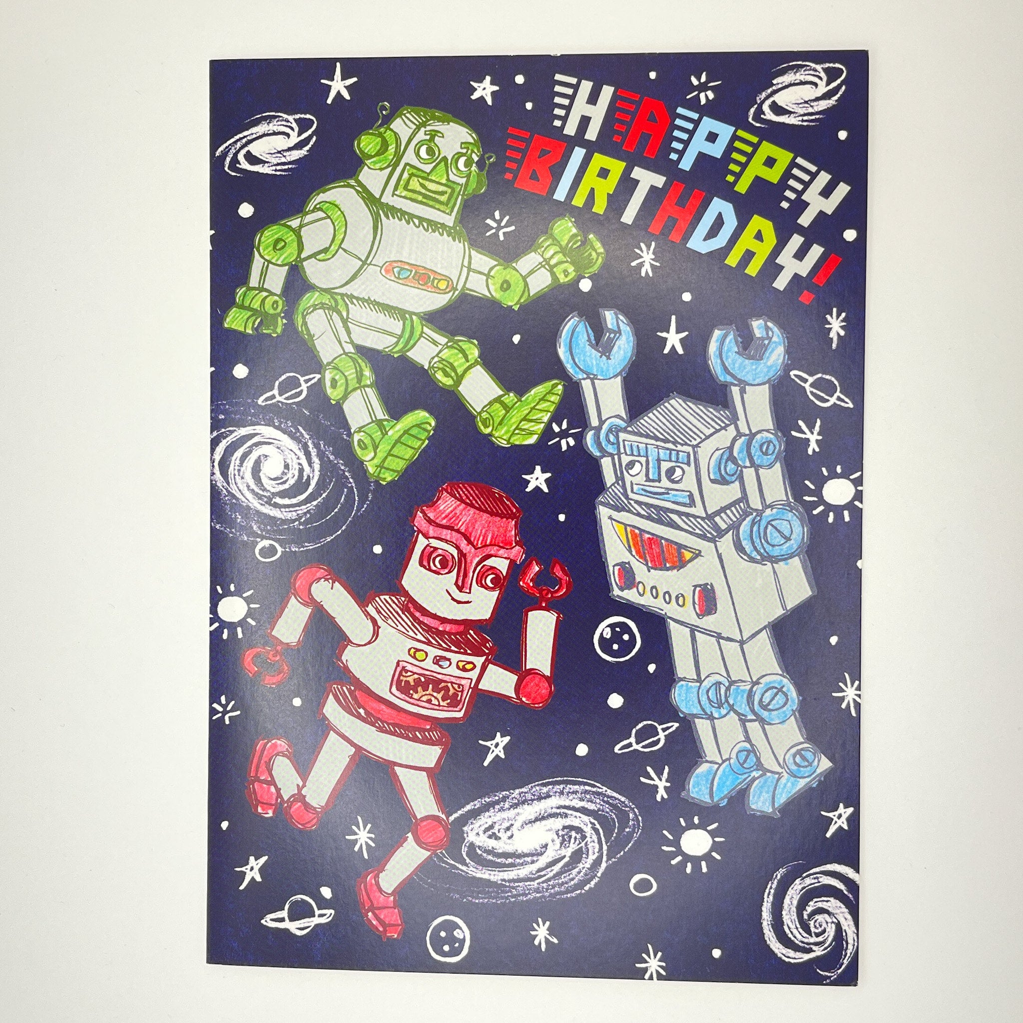 Space Robots Birthday Card