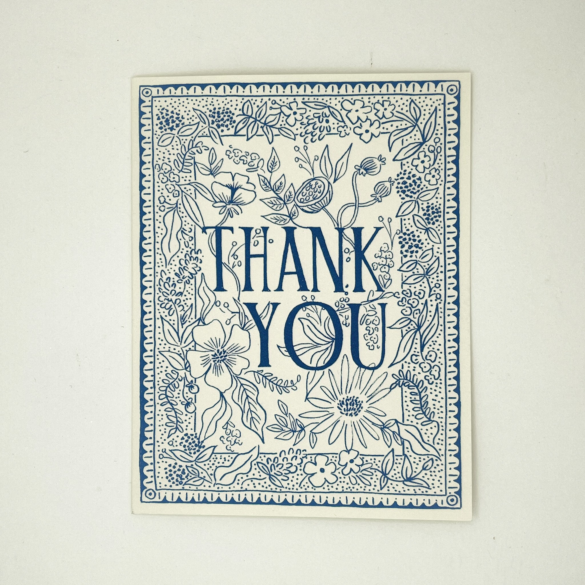 Blue and White Thank You Card