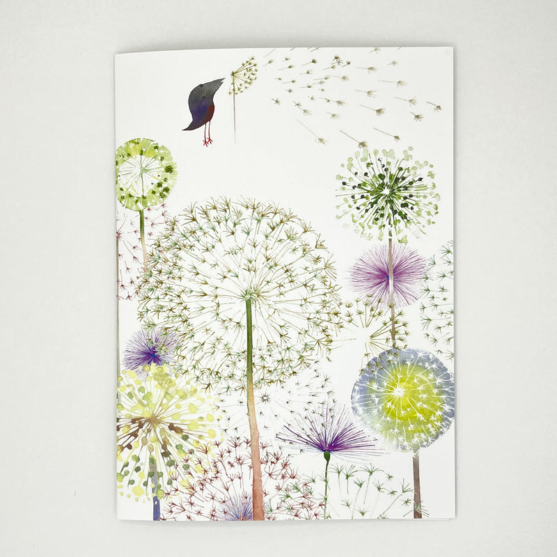 Dandelions Bird Watercolor Card