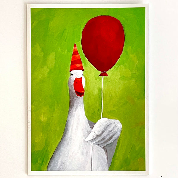 Goose with Balloon Birthday Card