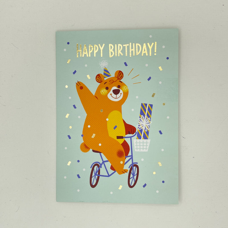 Bear on a Bike Birthday Card