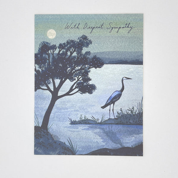 Blue Heron Sympathy Card