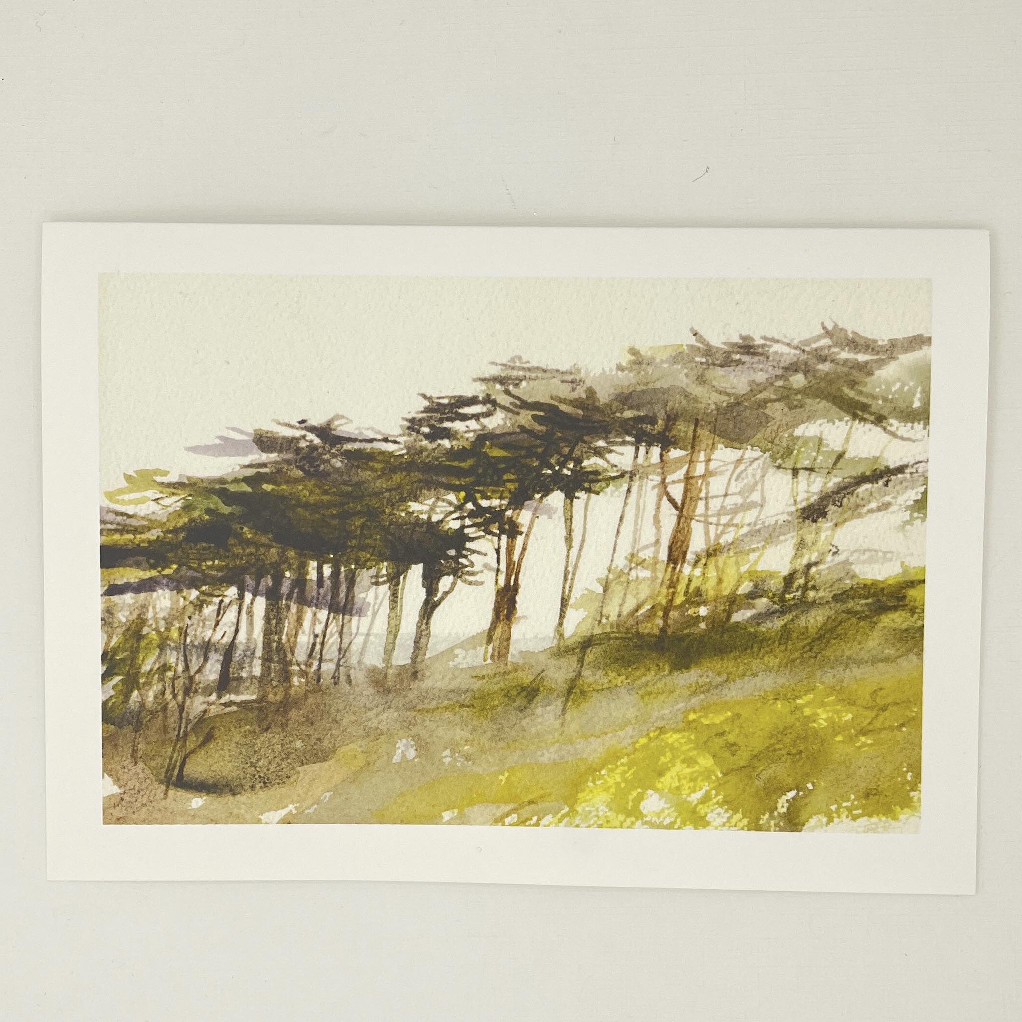 Laurie Wigham "Twisted Trees In Fog" Card