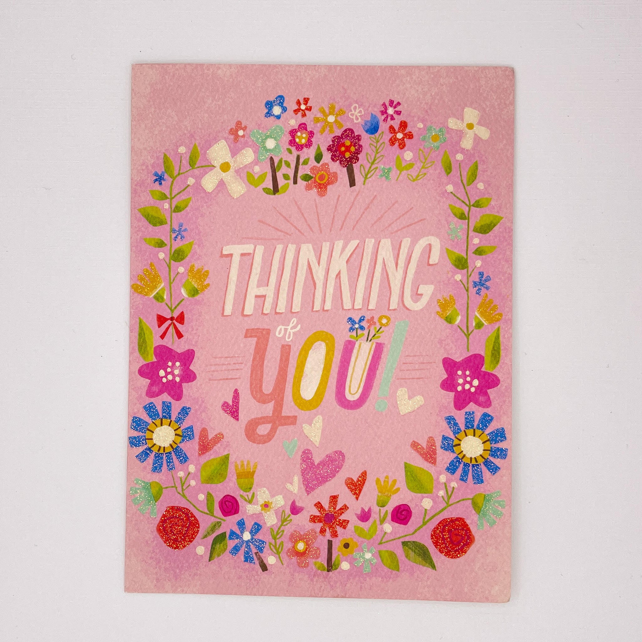 Thinking of You Pink Sparkle Card