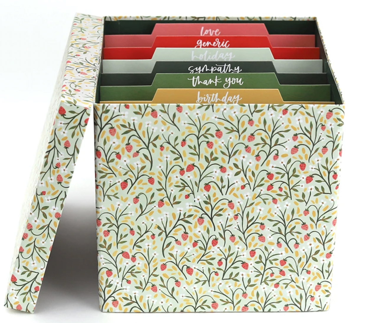 Strawberry Meadow Card Organizer Box