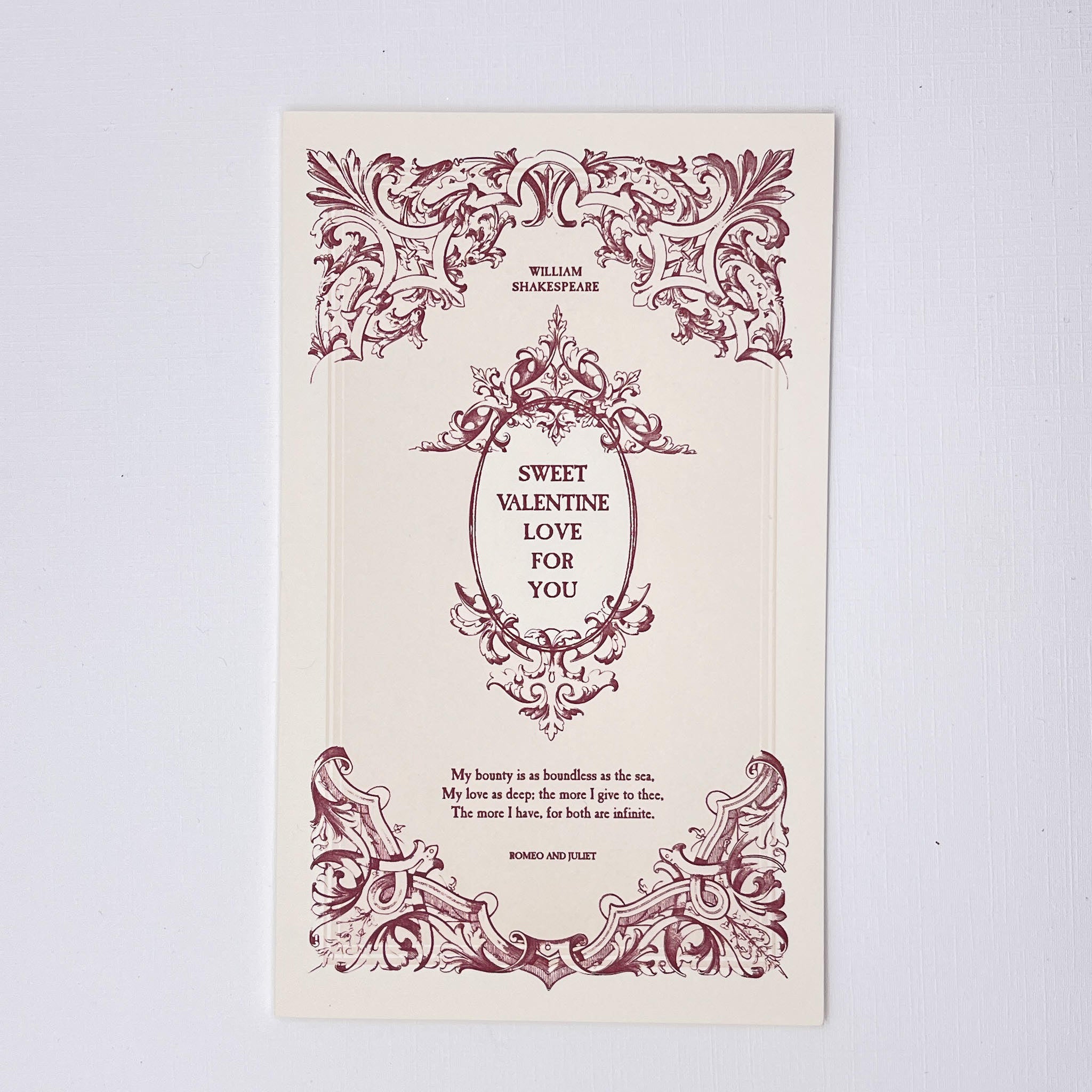 Shakespeare Valentine Card