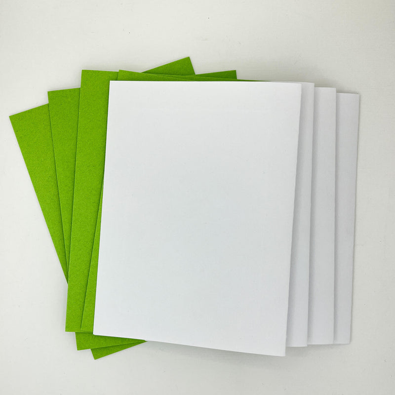 Four Plain White Notecards and Four Green Envelopes